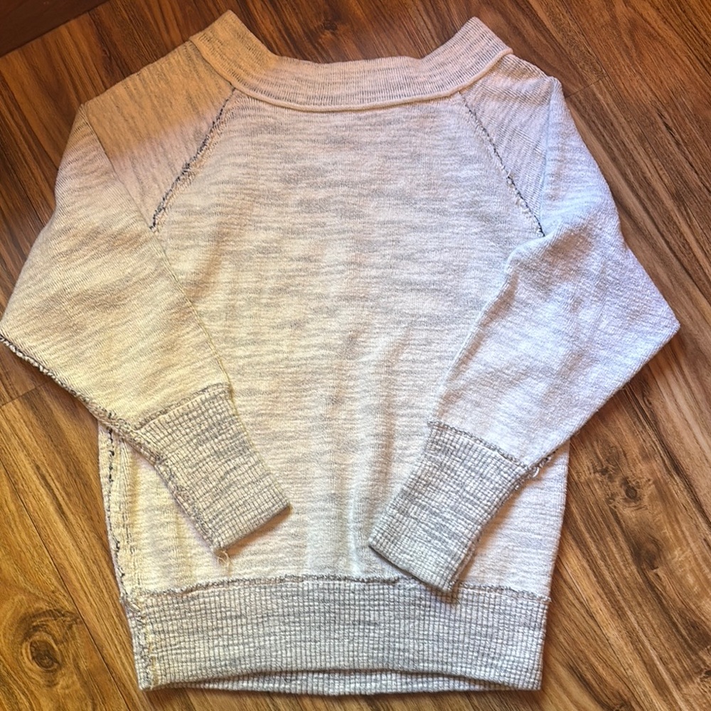Free People Cream Crewneck Sweater Textured Knit